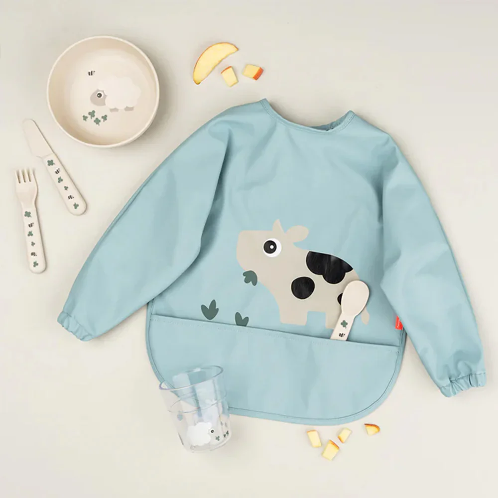 Babero Grande con Mangas y Bolsillo - Tiny Farm - Azul | Done by deer - Imagen 2