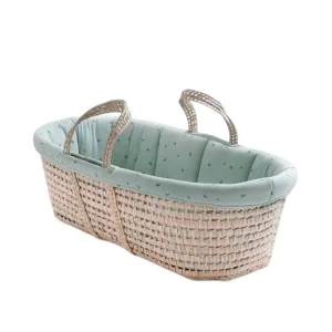 Moisés de Ratán y Algodón Orgánico - Green | Gloop!