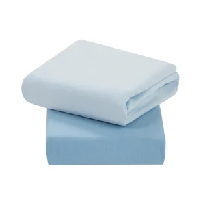 Pack de 2 Sábanas Bajeras para Cuna - Algodón Jersey - Azul | ClevaMama
