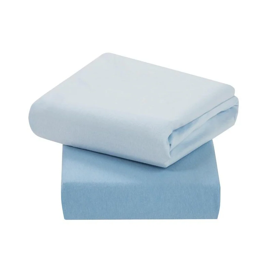 Pack de 2 Sábanas Bajeras para Cuna - Algodón Jersey - Azul | ClevaMama
