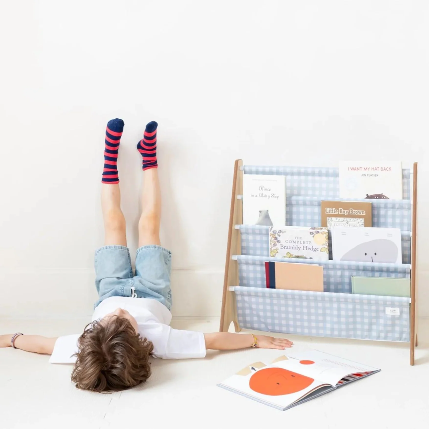 Librero De Tela Reciclada - Vichy Azul | 3 Sprouts - Imagen 2