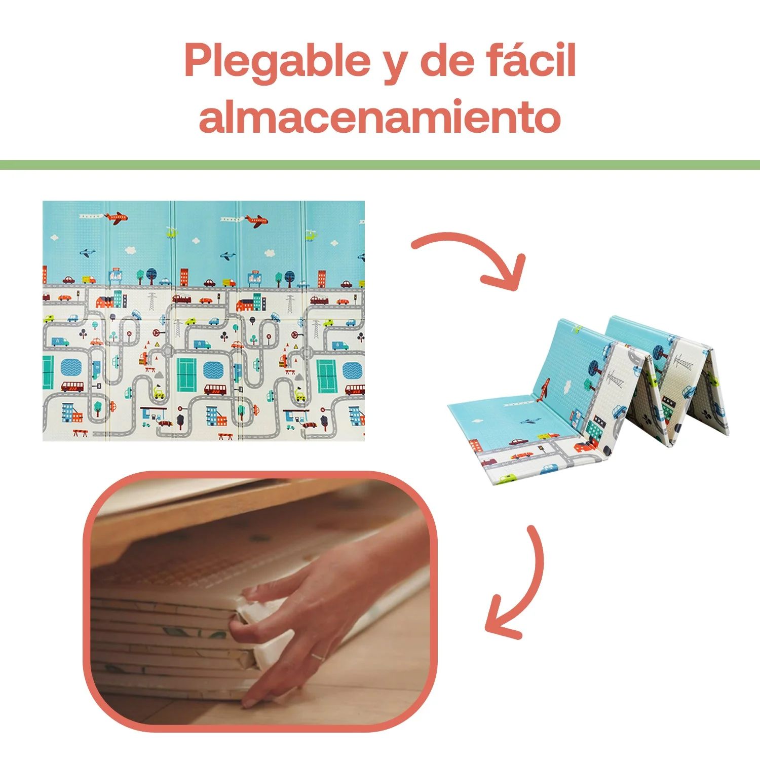 Alfombra Antigolpes Infantil Plegable con Bolso - 180x120 - Ciudad y Elefante | Bebesit - Imagen 5