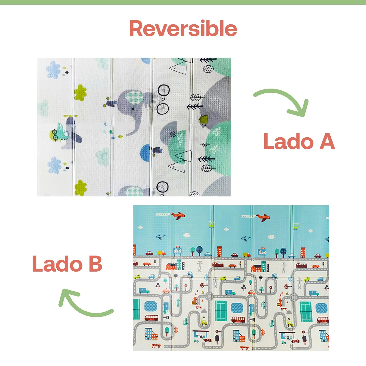 Alfombra Antigolpes Infantil Plegable con Bolso - 180x120 - Ciudad y Elefante | Bebesit - Imagen 6