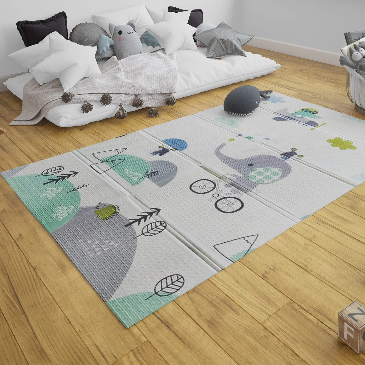 Alfombra Antigolpes Infantil Plegable con Bolso - 180x120 - Ciudad y Elefante | Bebesit - Imagen 7