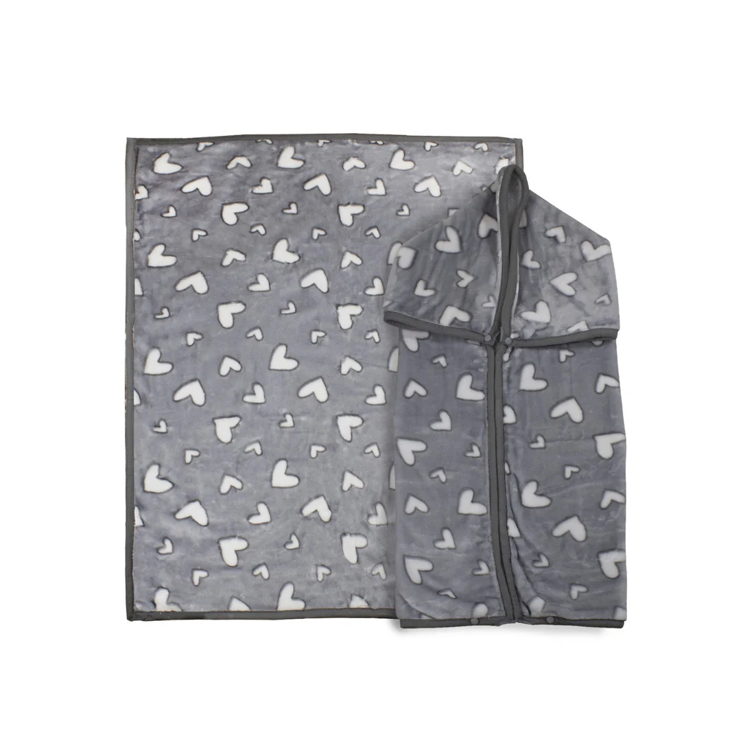 Saco con Broche Ultra Soft - Corazones - Gris | Bebesit