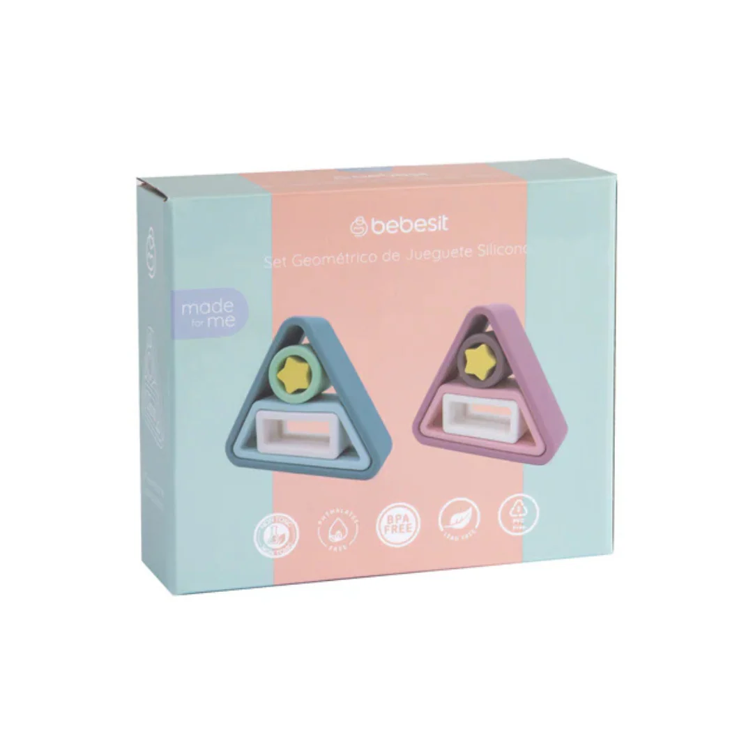 Juguete Montessori Geometría Silicona - Rosa | Bebesit - Imagen 4