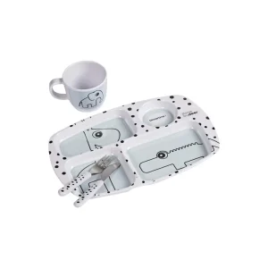 Set Vajilla 2 Piezas + Set de Cubiertos Happy Dots - Azul | Done by deer