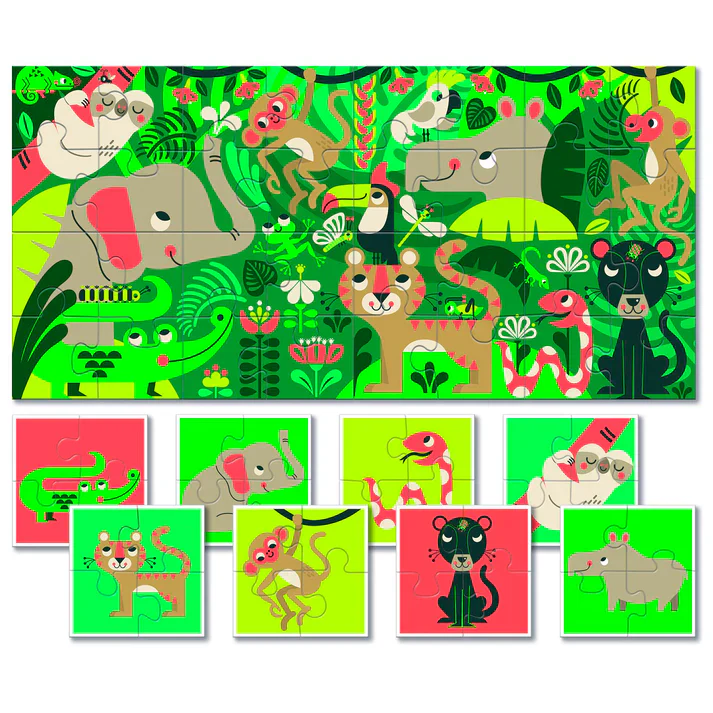 Puzzle de Doble Cara para Bebés y Niños - La Jungla | Ludattica - Imagen 2