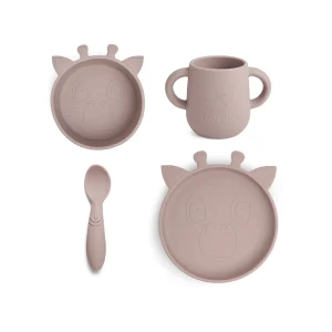 Set de Comida de Silicona Jirafa Lykke - Rosa Madera | Nuuroo