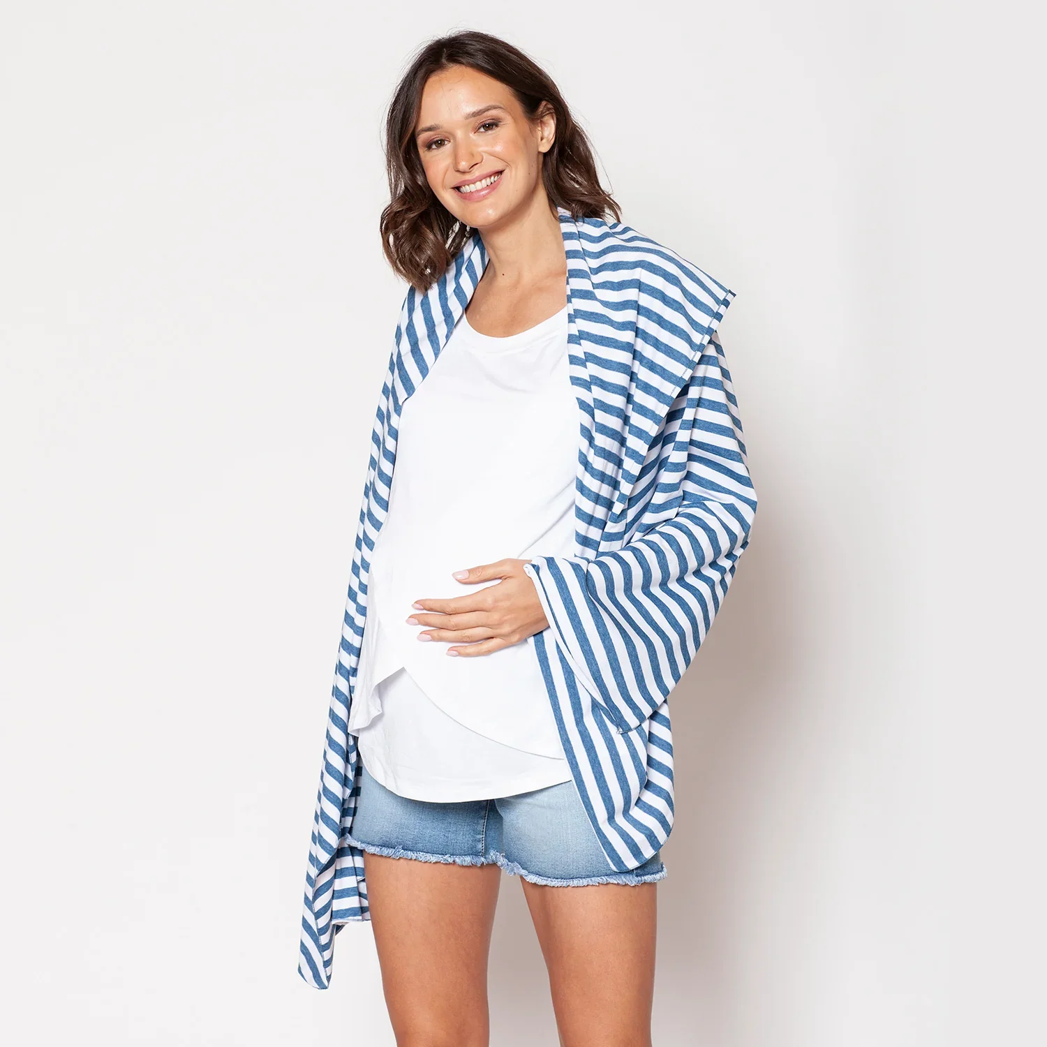 Pañuelo de Lactancia Multifuncional - Rayas Celeste y Blanco | Nala Maternity - Imagen 2