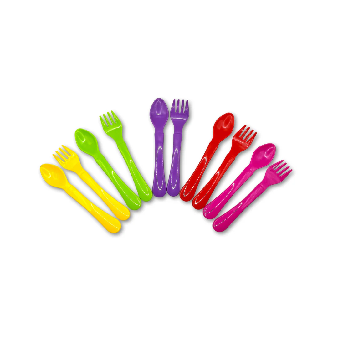 Juego de 10 Cucharas y Tenedores de Colores | The Baby Nation - Imagen 2