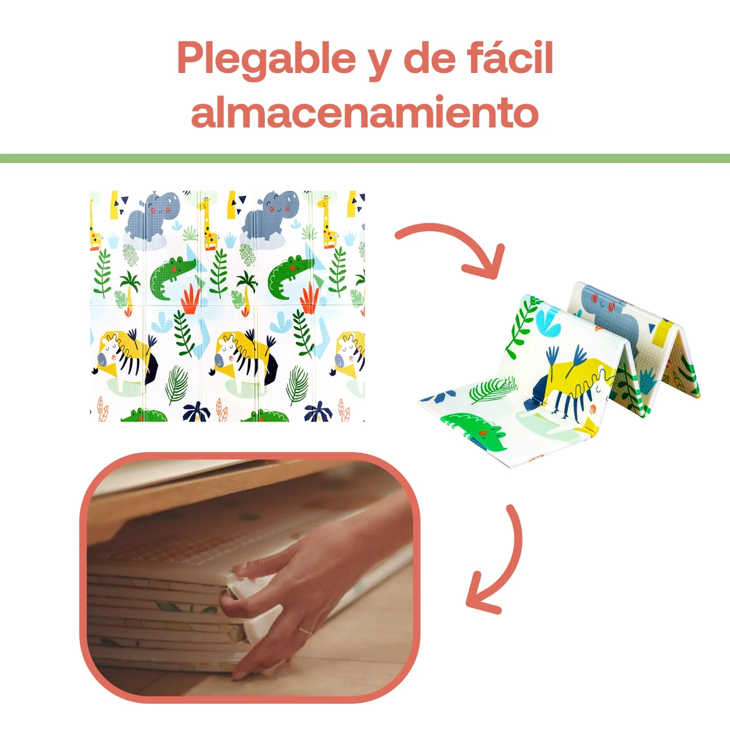 Alfombra Antigolpes Infantil Plegable con Bolso - 180x120 - Auto y Jungla | Bebesit - Imagen 5