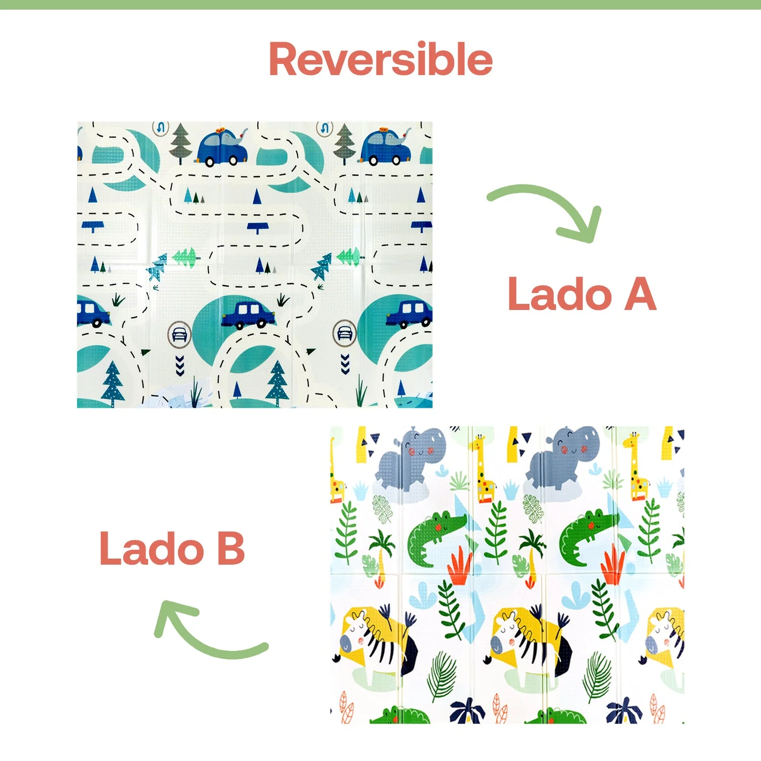 Alfombra Antigolpes Infantil Plegable con Bolso - 180x120 - Auto y Jungla | Bebesit - Imagen 6