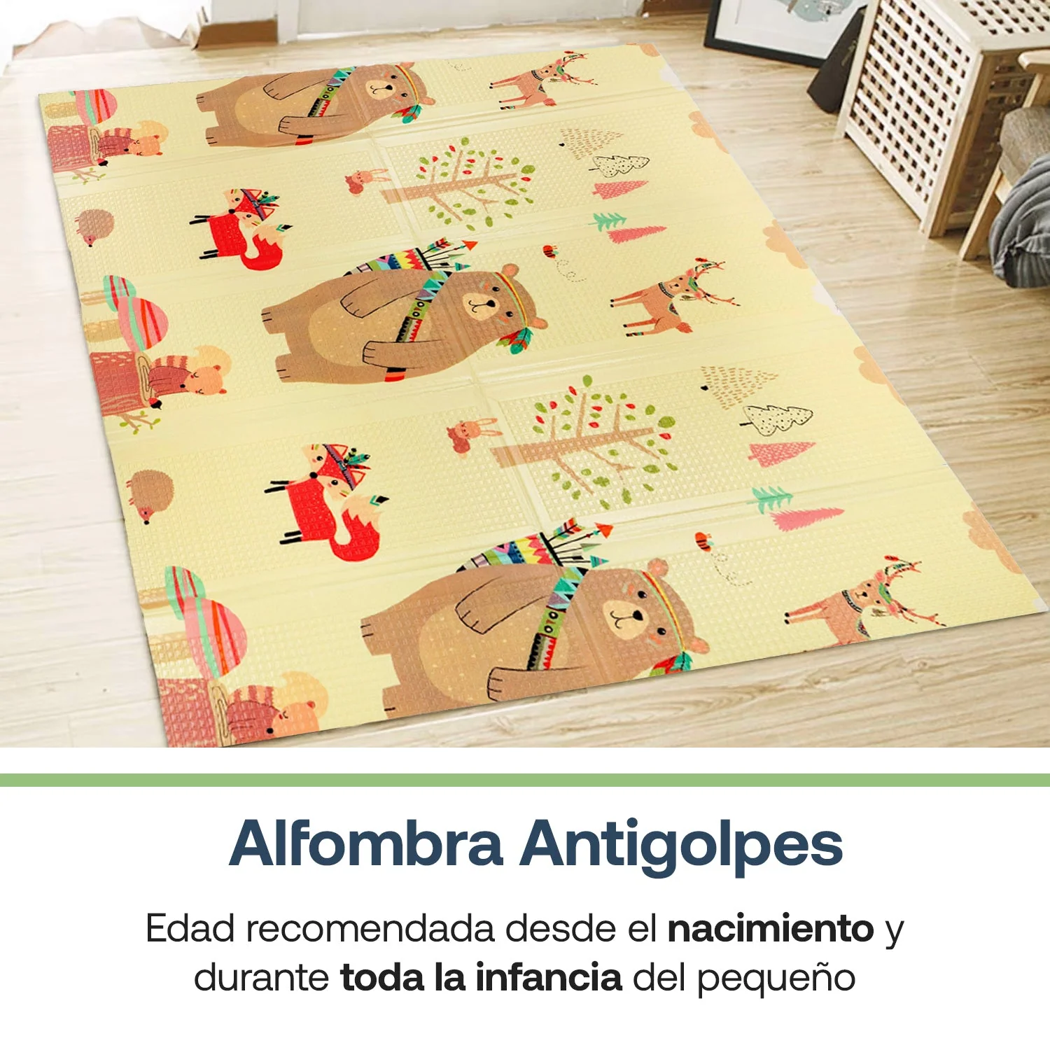 Alfombra Antigolpes Infantil Plegable con Bolso - 180x120 - Oso y Oceano | Bebesit - Imagen 3