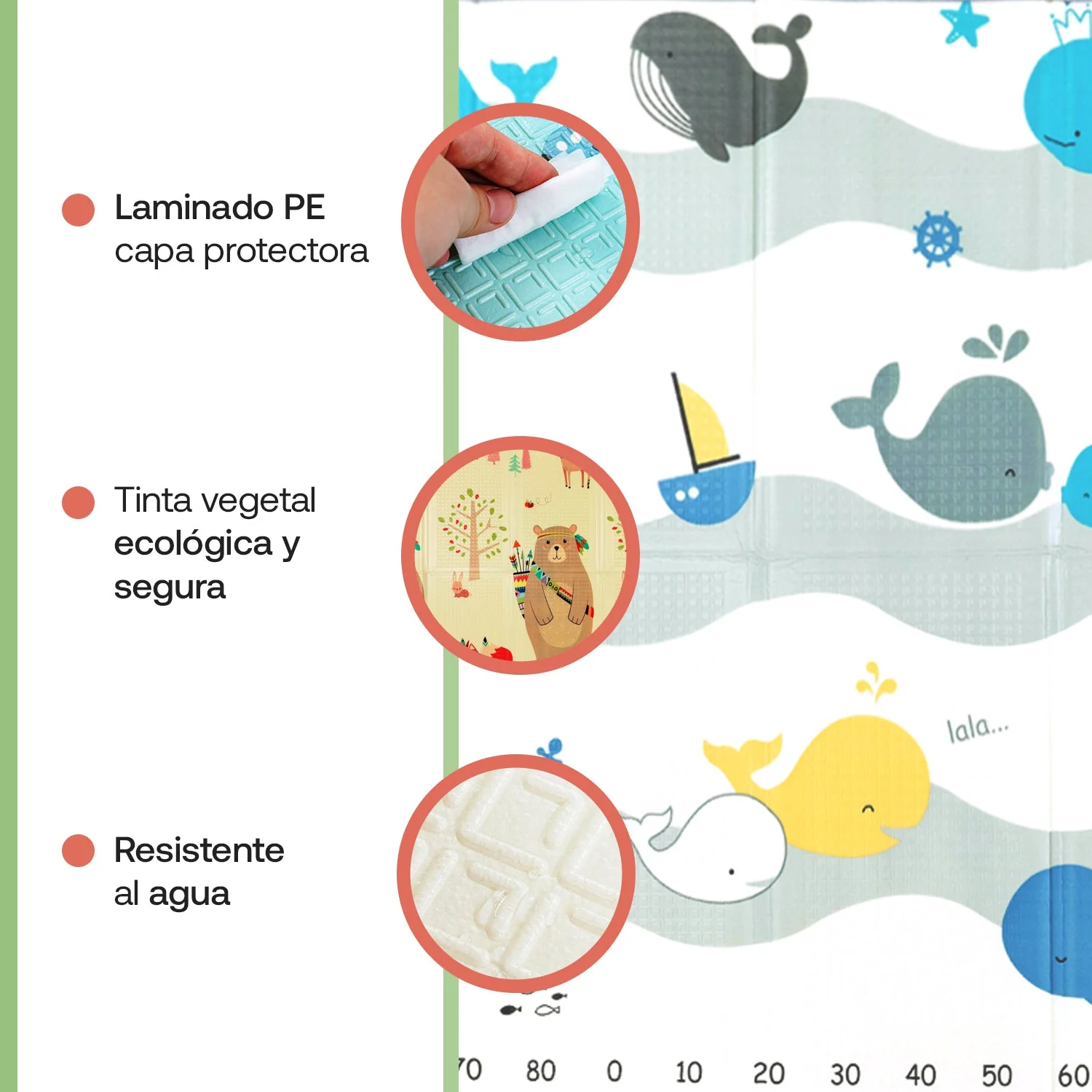 Alfombra Antigolpes Infantil Plegable con Bolso - 180x120 - Oso y Oceano | Bebesit - Imagen 4
