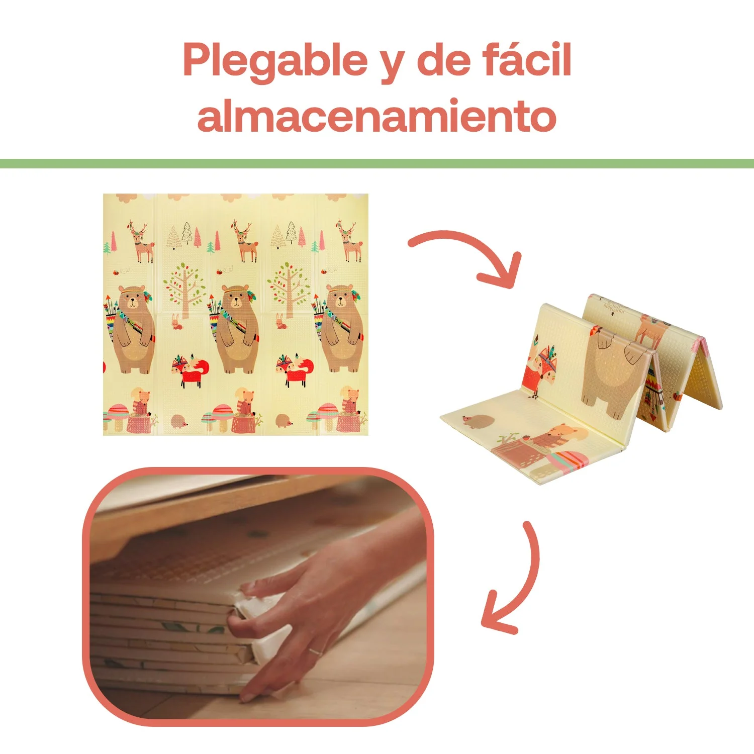 Alfombra Antigolpes Infantil Plegable con Bolso - 180x120 - Oso y Oceano | Bebesit - Imagen 5