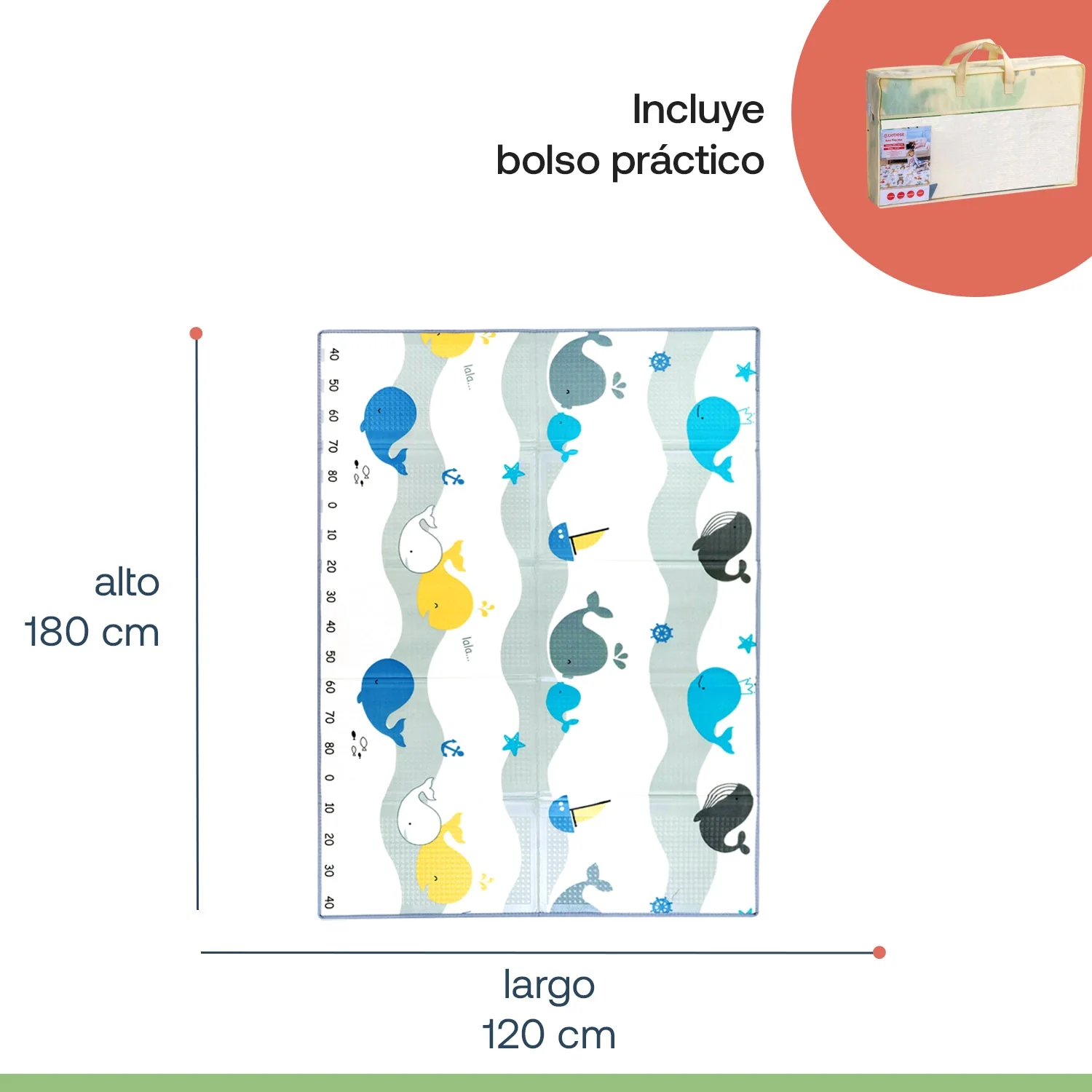 Alfombra Antigolpes Infantil Plegable con Bolso - 180x120 - Oso y Oceano | Bebesit - Imagen 8