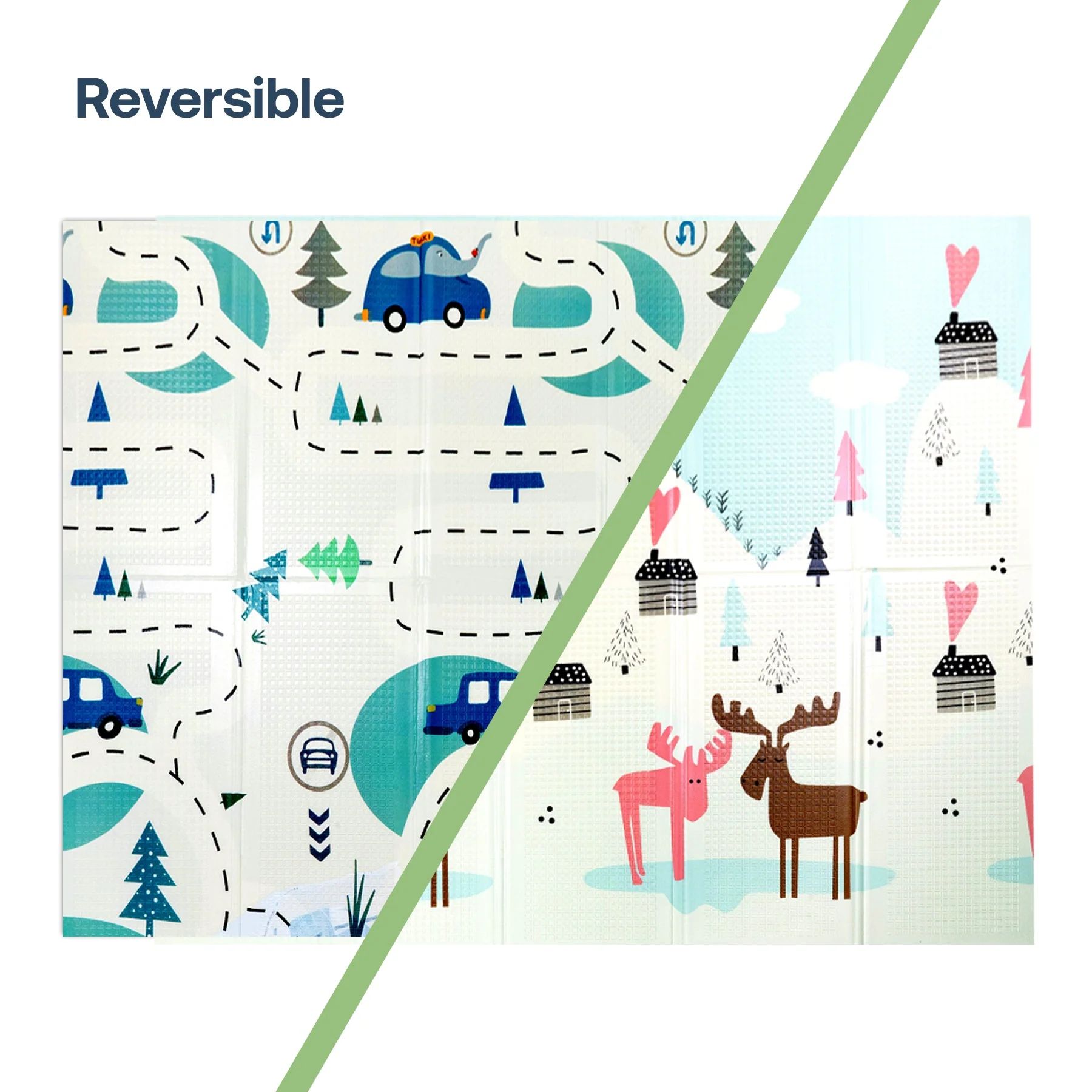 Alfombra Antigolpes Infantil Plegable con Bolso - 180x200 - Auto y Montaña | Bebesit - Imagen 2