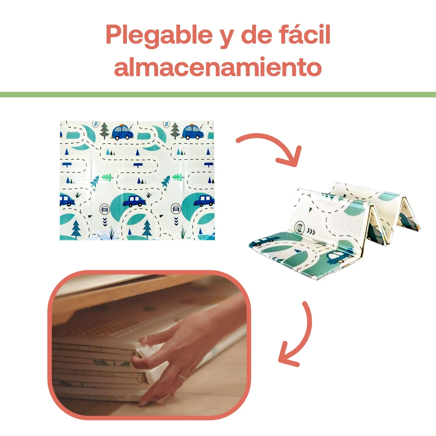 Alfombra Antigolpes Infantil Plegable con Bolso - 180x200 - Auto y Montaña | Bebesit - Imagen 5