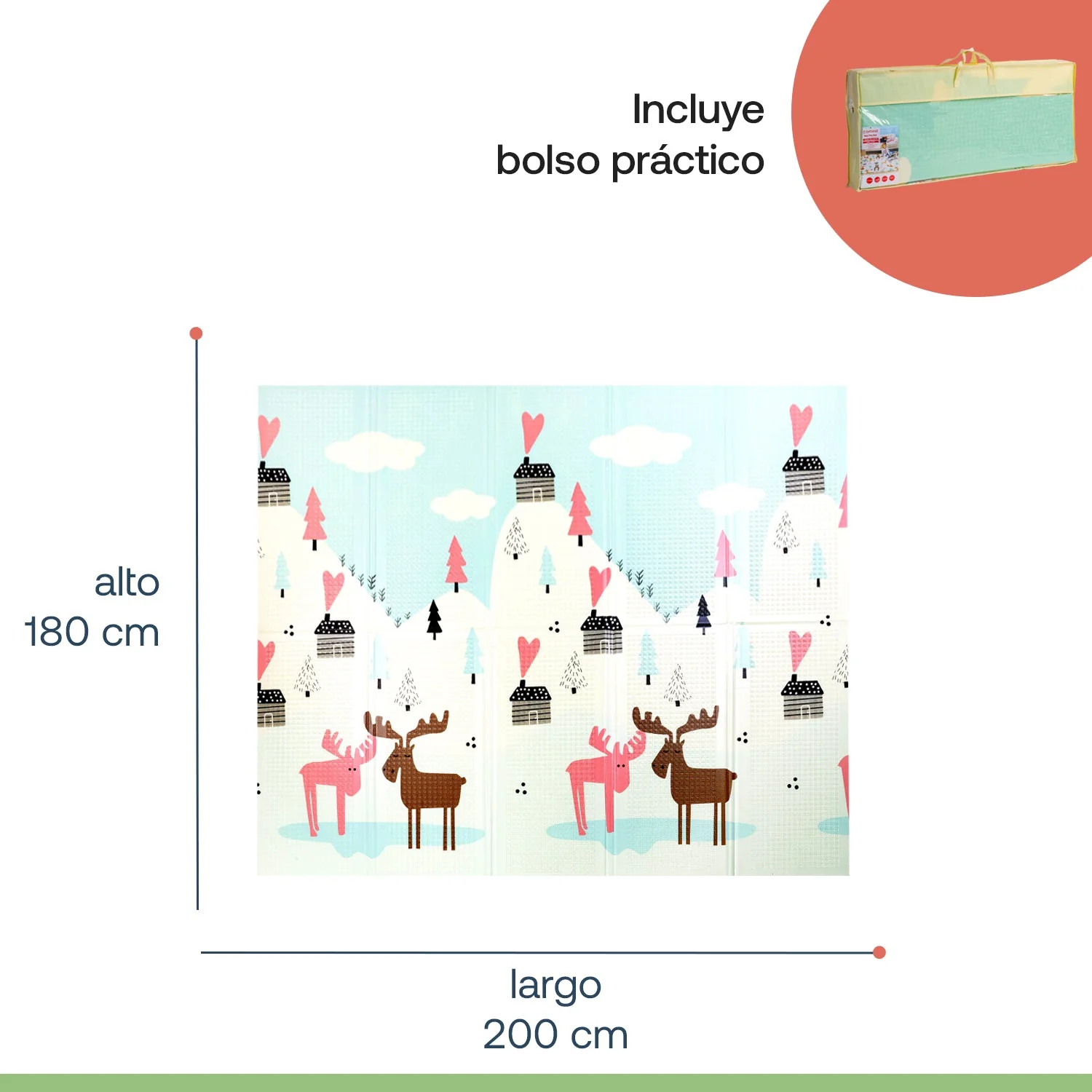 Alfombra Antigolpes Infantil Plegable con Bolso - 180x200 - Auto y Montaña | Bebesit - Imagen 8