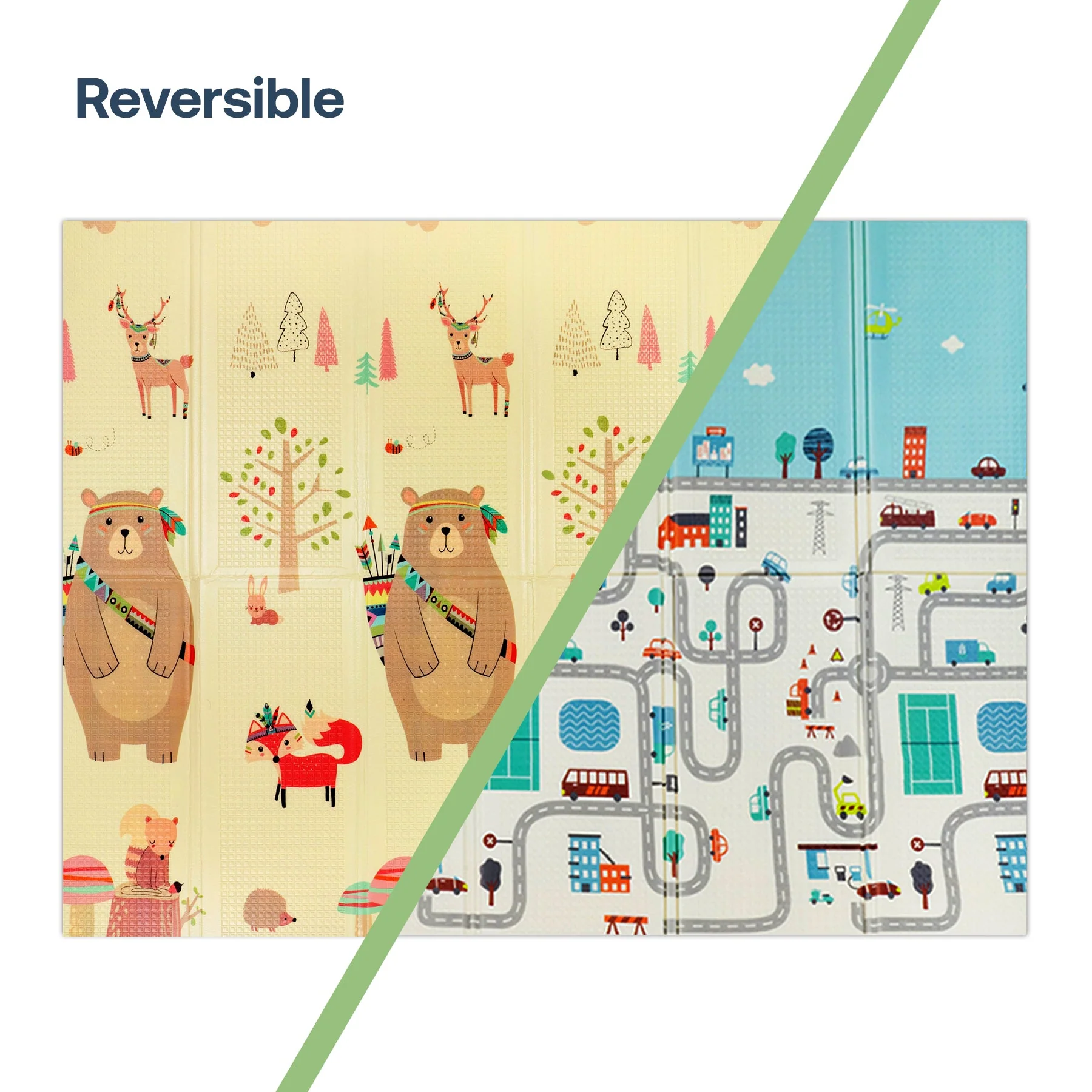 Alfombra Antigolpes Infantil Plegable con Bolso - 180x200 - Oso y Ciudad | Bebesit - Imagen 2