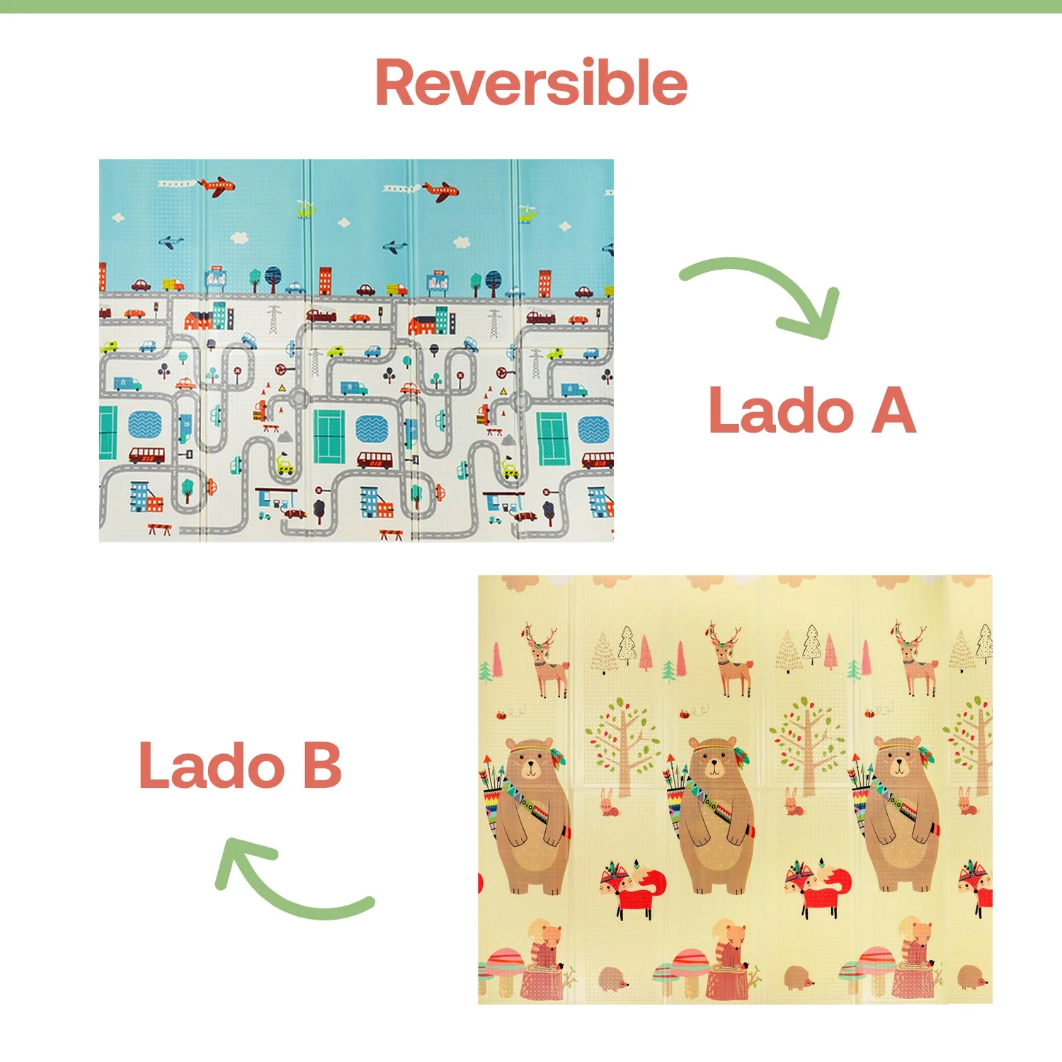 Alfombra Antigolpes Infantil Plegable con Bolso - 180x200 - Oso y Ciudad | Bebesit - Imagen 6