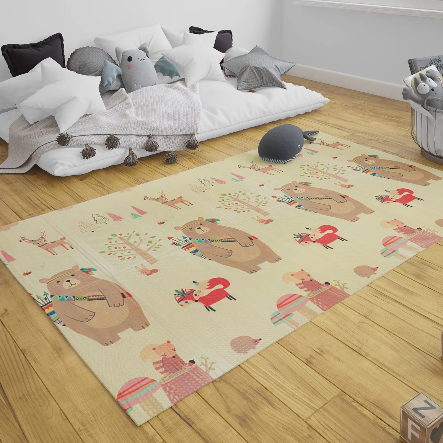Alfombra Antigolpes Infantil Plegable con Bolso - 180x200 - Oso y Ciudad | Bebesit - Imagen 7