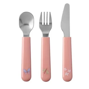 CUBIERTOS INFANTILES DE ACERO ·MIO FLORES Y MARIPOSAS·