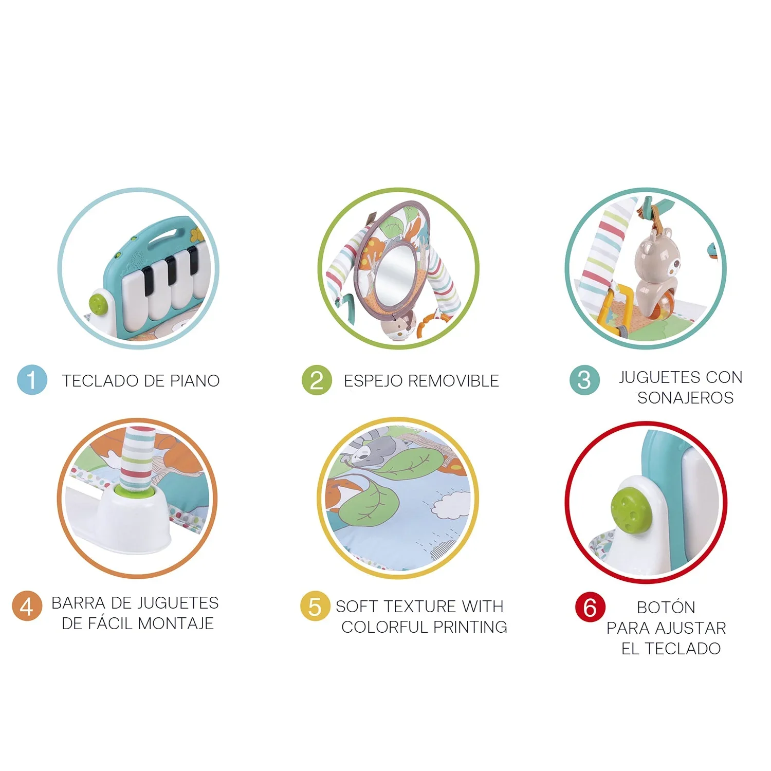 Gimnasio Alfombra Interactiva Musical - Piano | Bebesit - Imagen 3