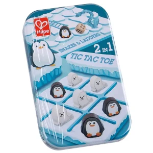 JUEGO DE BOLSILLO HAPE ·TRES EN RAYA + SERPIENTES Y ESCALERAS·