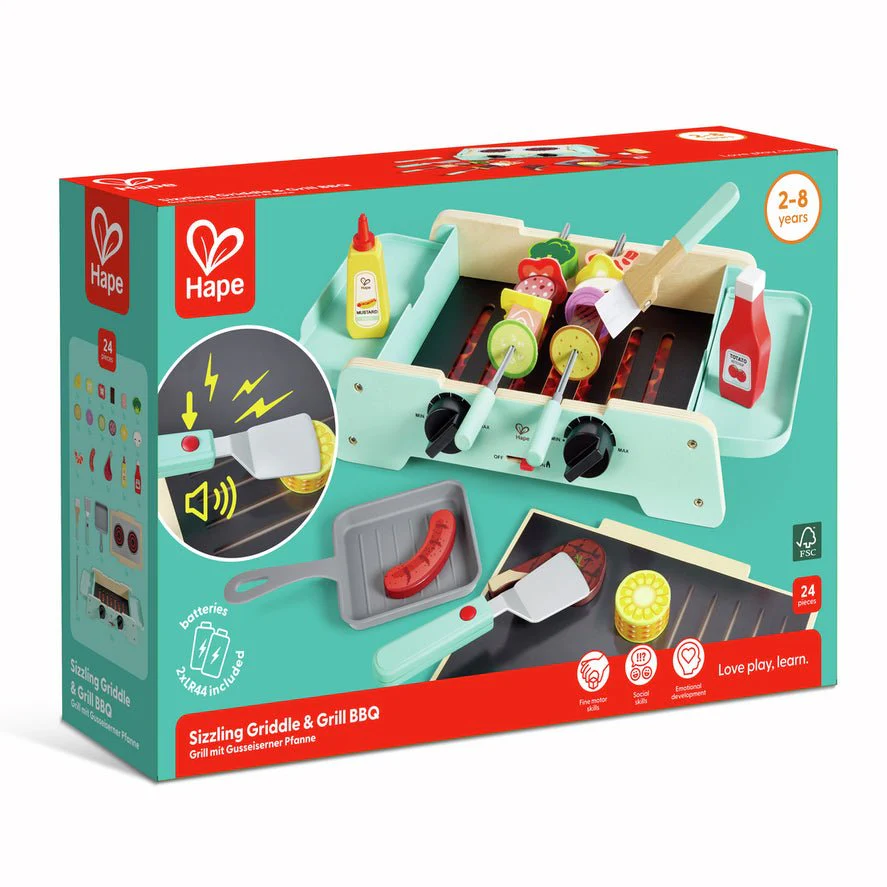 JUGUETE DE MADERA HAPE ·BARBACOA CREPITANTE PLANCHA Y PARRILLA· - Imagen 9
