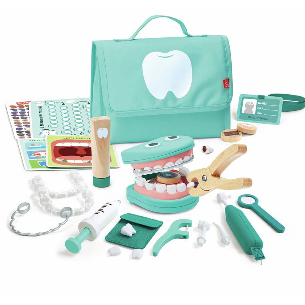 JUGUETE DE MADERA HAPE ·JUEGO CLÍNICA DENTAL SUPER SMILE·