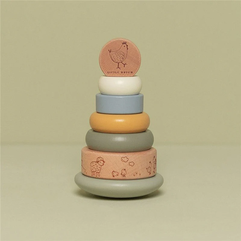 JUGUETE DE MADERA LITTLE DUTCH ·ANILLOS APILABLES BALANCEABLES LITTLE FARM· - Imagen 3
