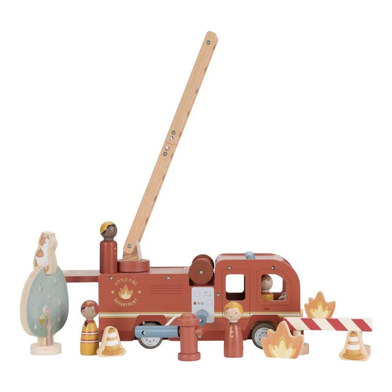 JUGUETE DE MADERA LITTLE DUTCH ·SET DE BOMBEROS CON CAMIÓN· - Imagen 3