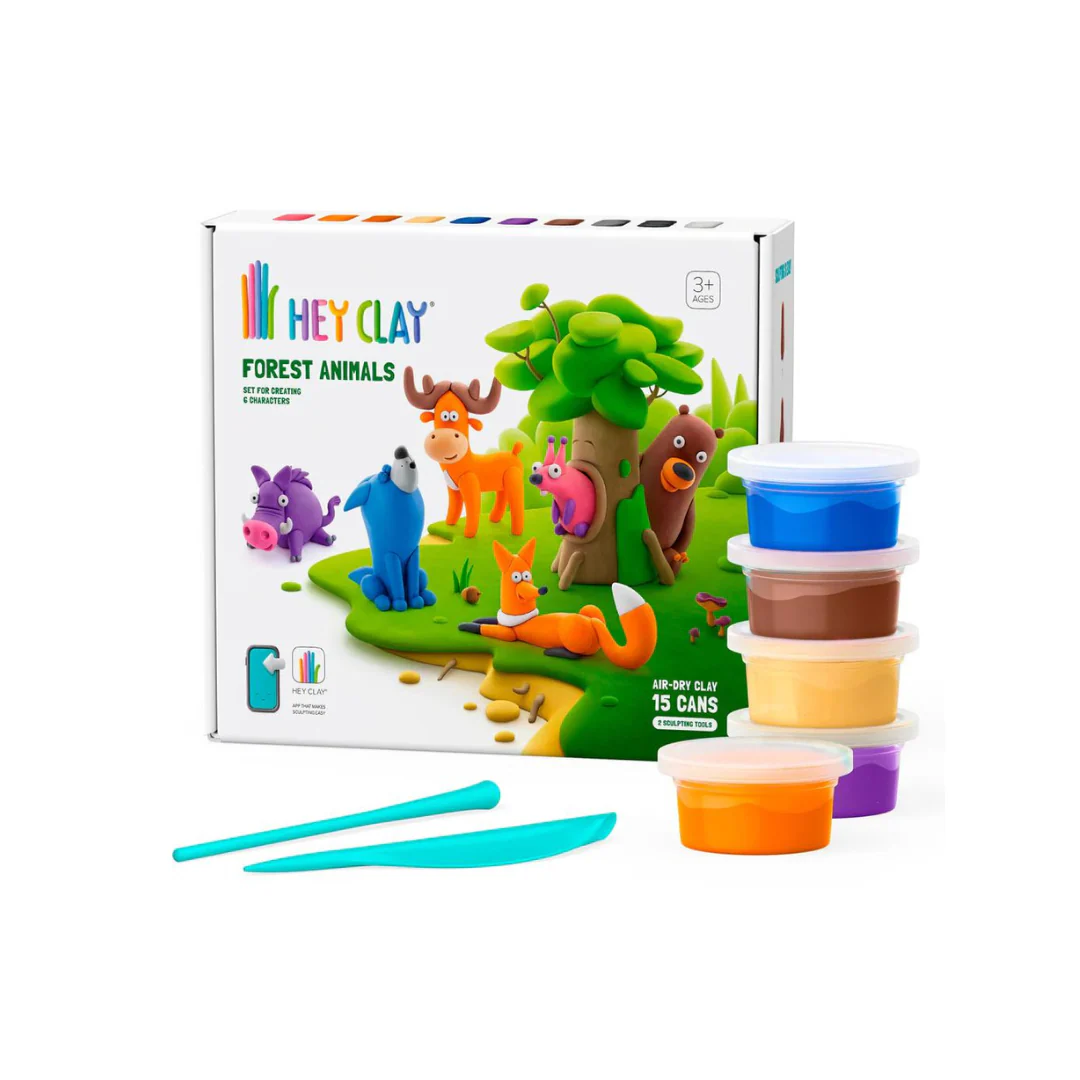 Set de 15 Potes de Arcilla para Modelar: Animales del Bosque | Hey Clay - Imagen 2