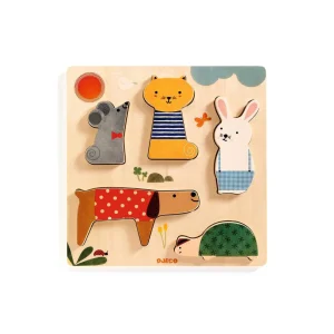 Puzzle Madera Relieve - Mascotas | Djeco