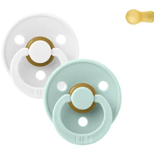 PACK 2 CHUPETES BIBS ·ROUND WHITE/MINT·