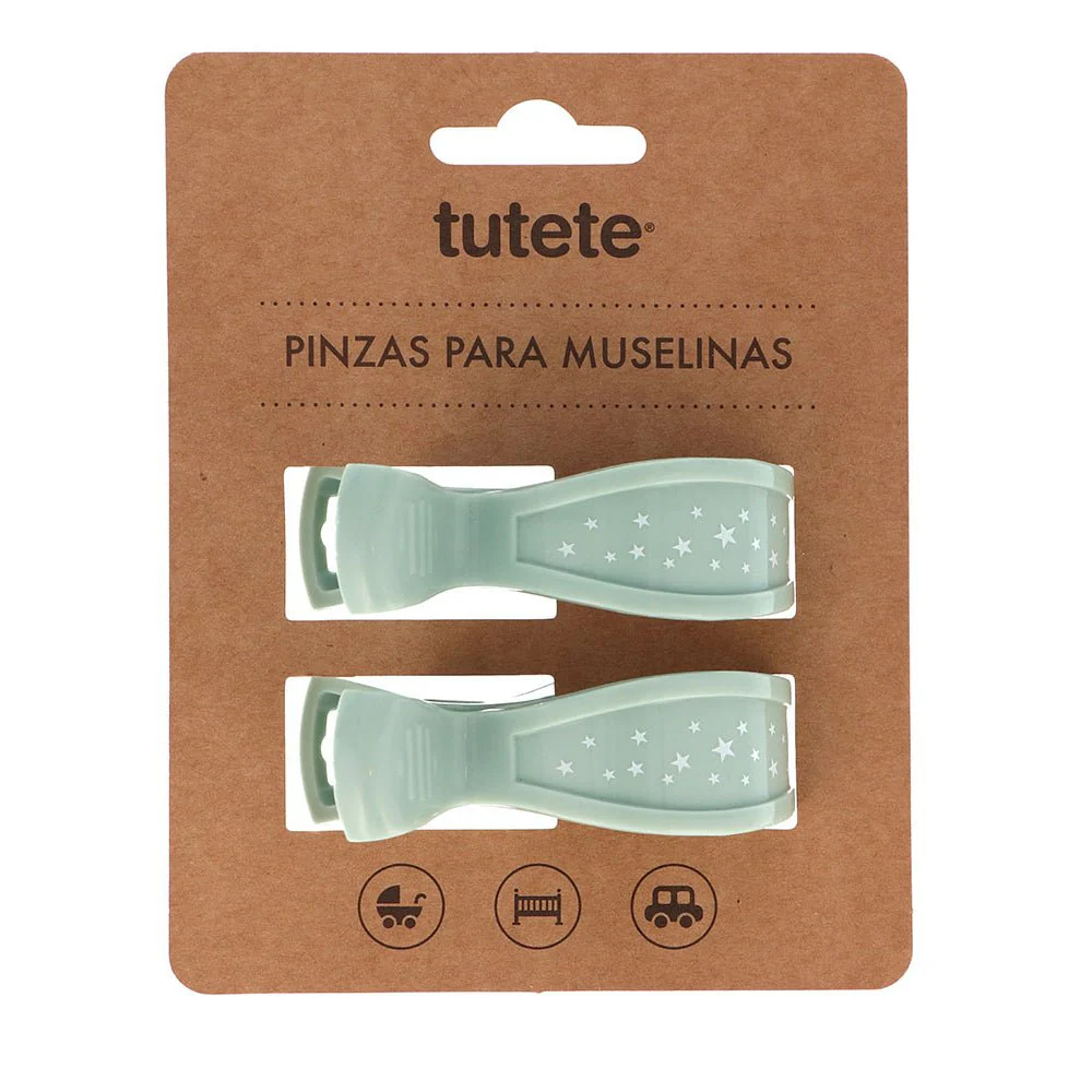 PACK 2 PINZAS PARA MUSELINAS ·MINT·