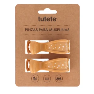 PACK 2 PINZAS PARA MUSELINAS ·MOSTAZA·