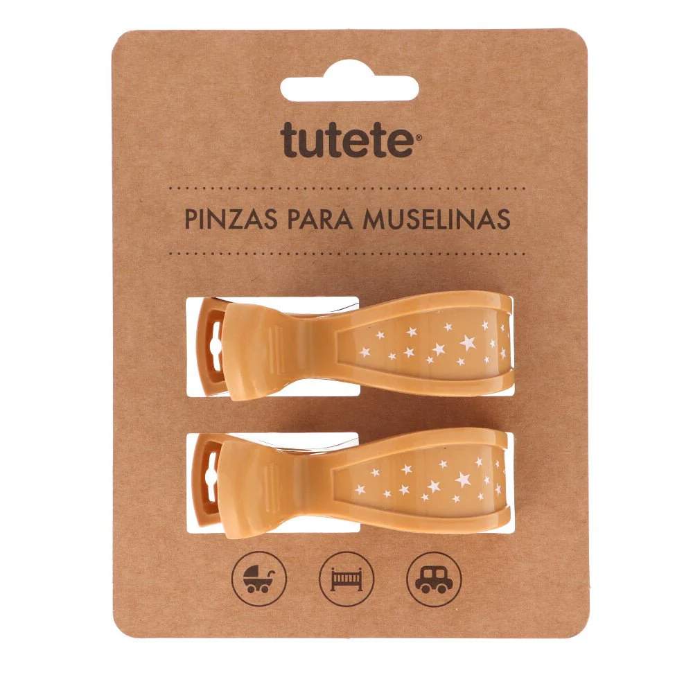 PACK 2 PINZAS PARA MUSELINAS ·MOSTAZA·