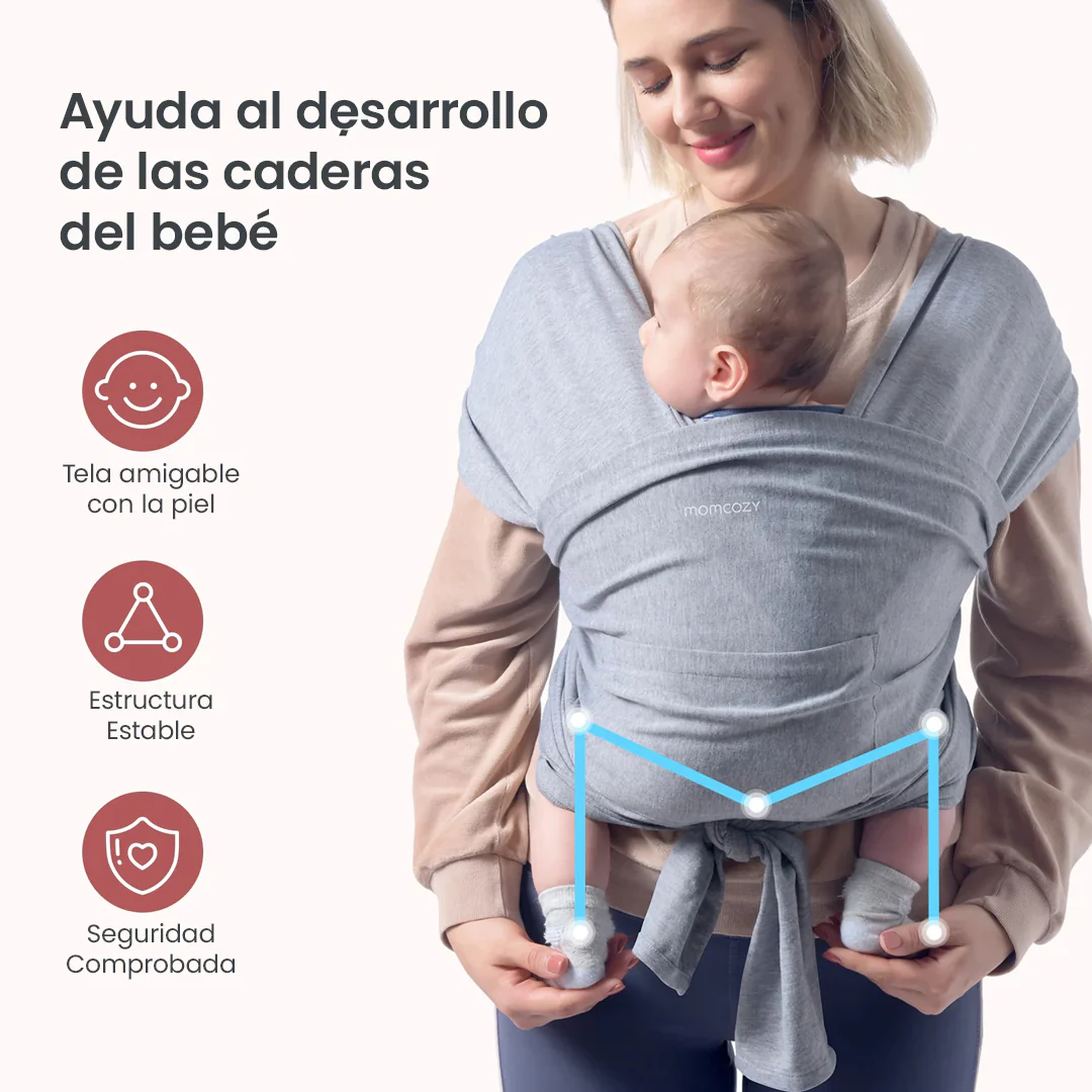Portabebé Fular - Gris | MomCozy - Imagen 3