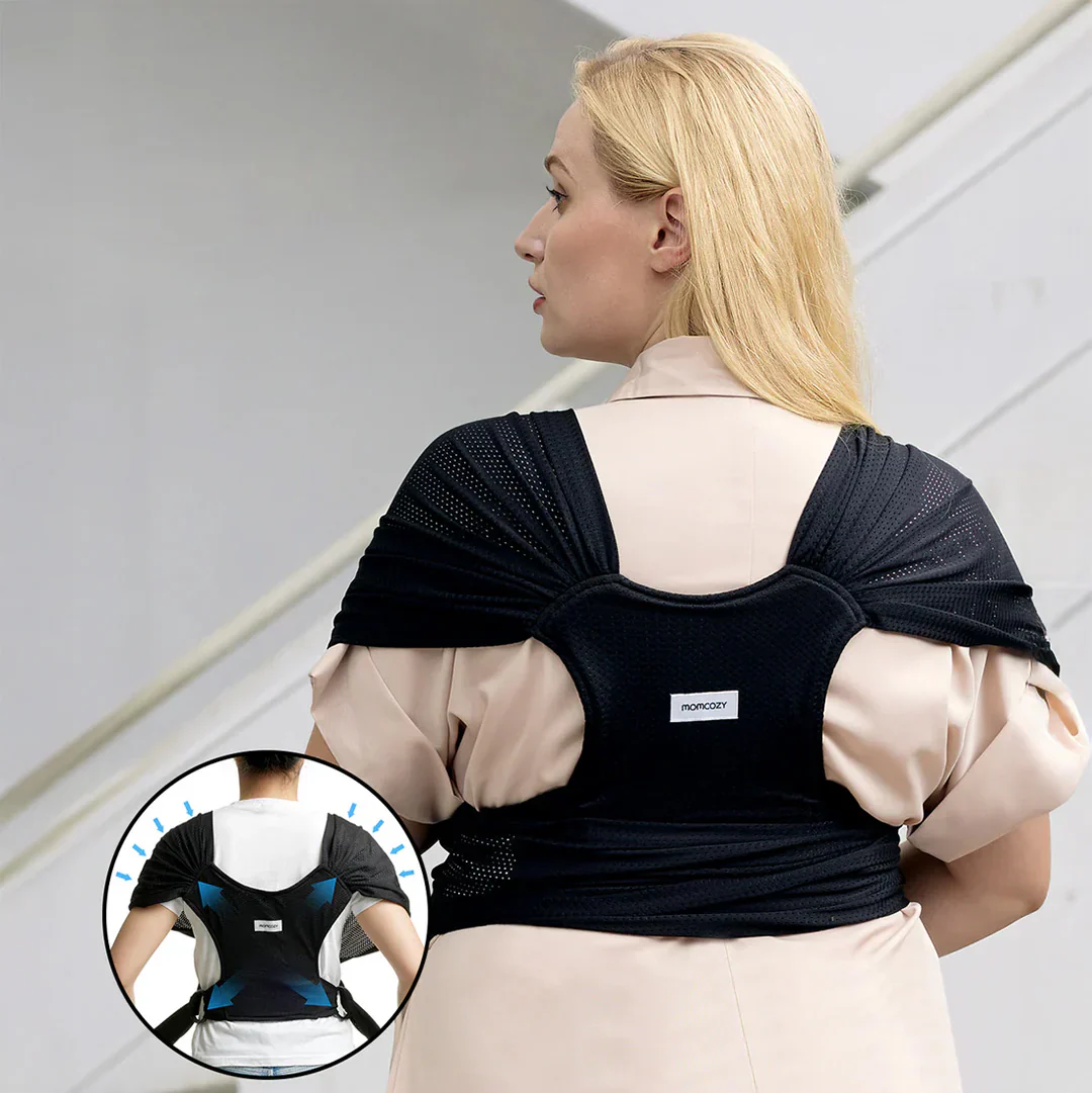 Portabebé Fular - Malla Negro | MomCozy - Imagen 3