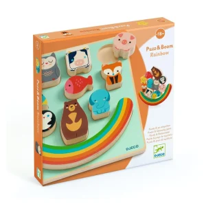 PUZZLE ENCAJABLE Y JUEGO EQUILIBRIO DJECO ·PUZZ & BOOM RAINBOW·